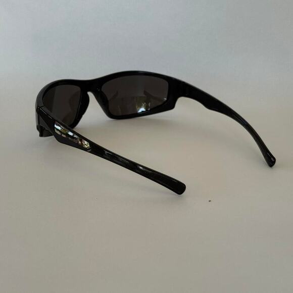 Y2K Black Sunglasses with Silver Lenses Unisex Slim Rectangle UVA UVB Protection - Picture 5 of 6